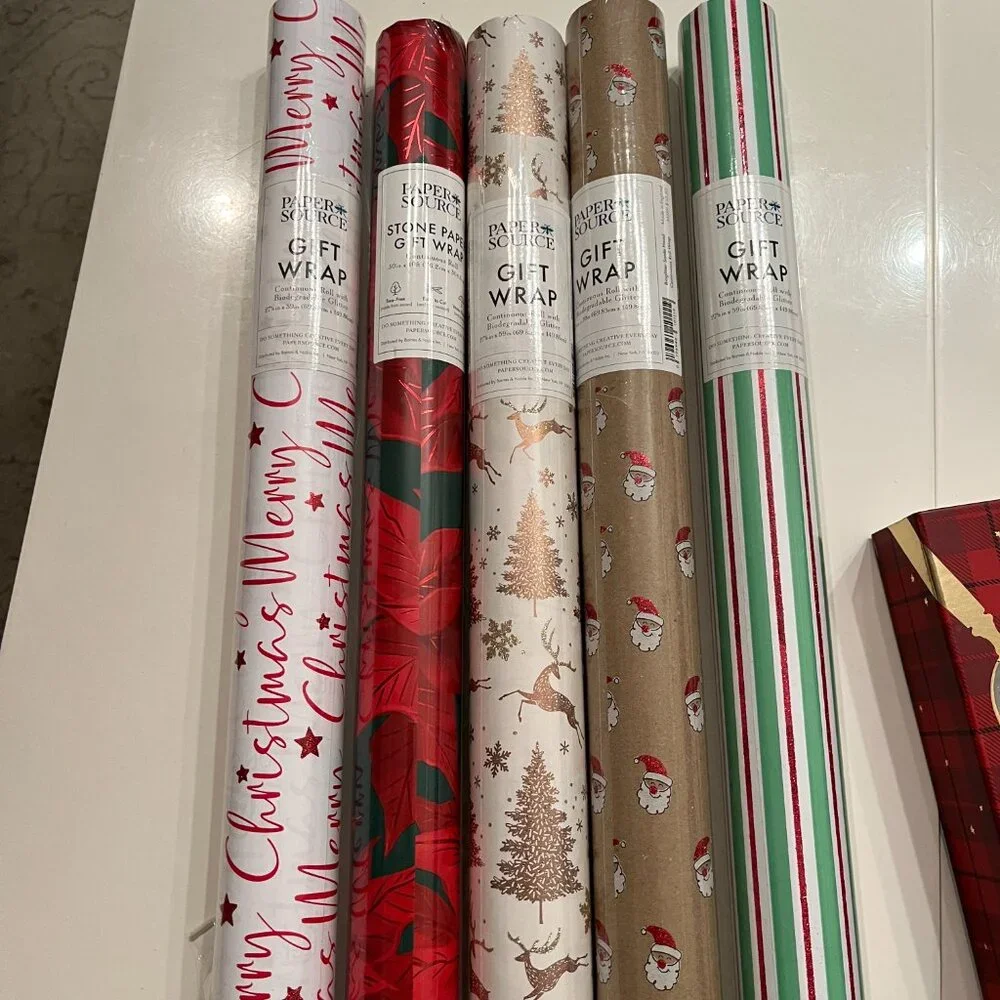 Christmas Wrapping Paper Bundle Paper Source Set of 5 with Santa Evidence‎ Kit